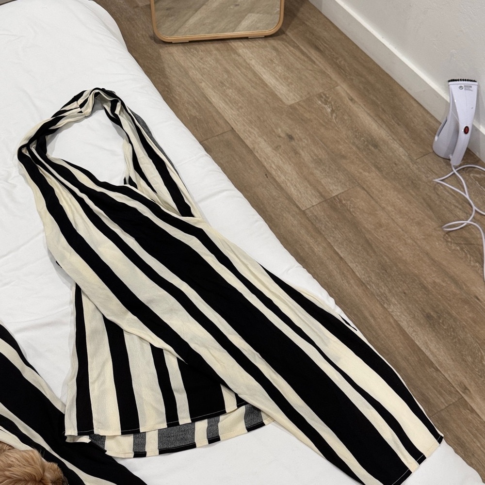 DISSH Chic Striped Halter Top in Black and Cream